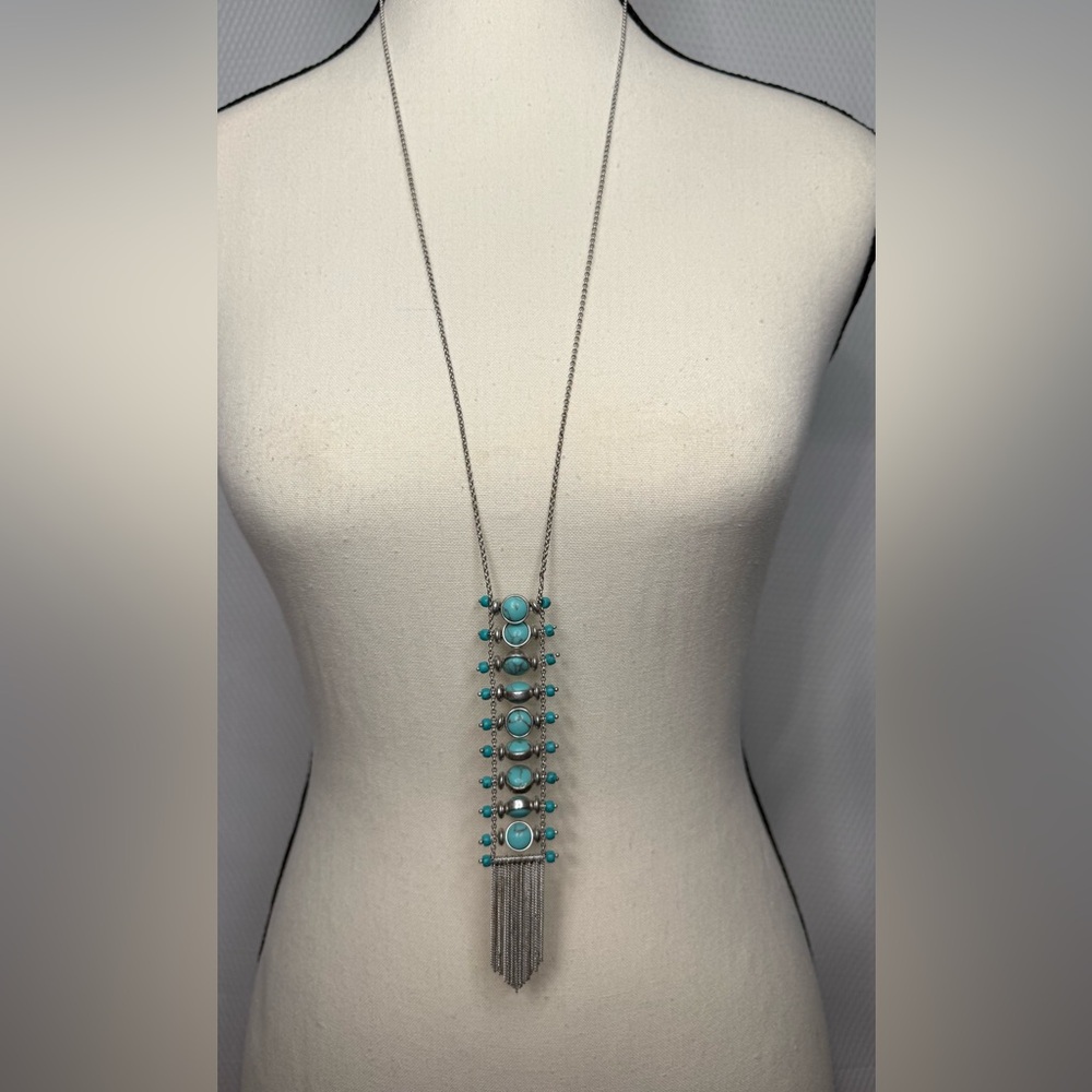Lucky Brand Silver and Faux Turquoise Necklace